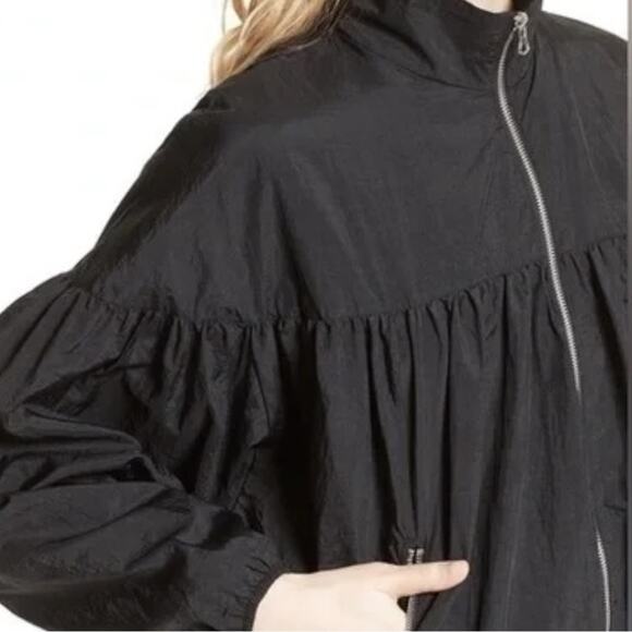 Free People Balloon Bomber Jacket in Black Size Small Oversized Lightweight - Picture 12 of 15